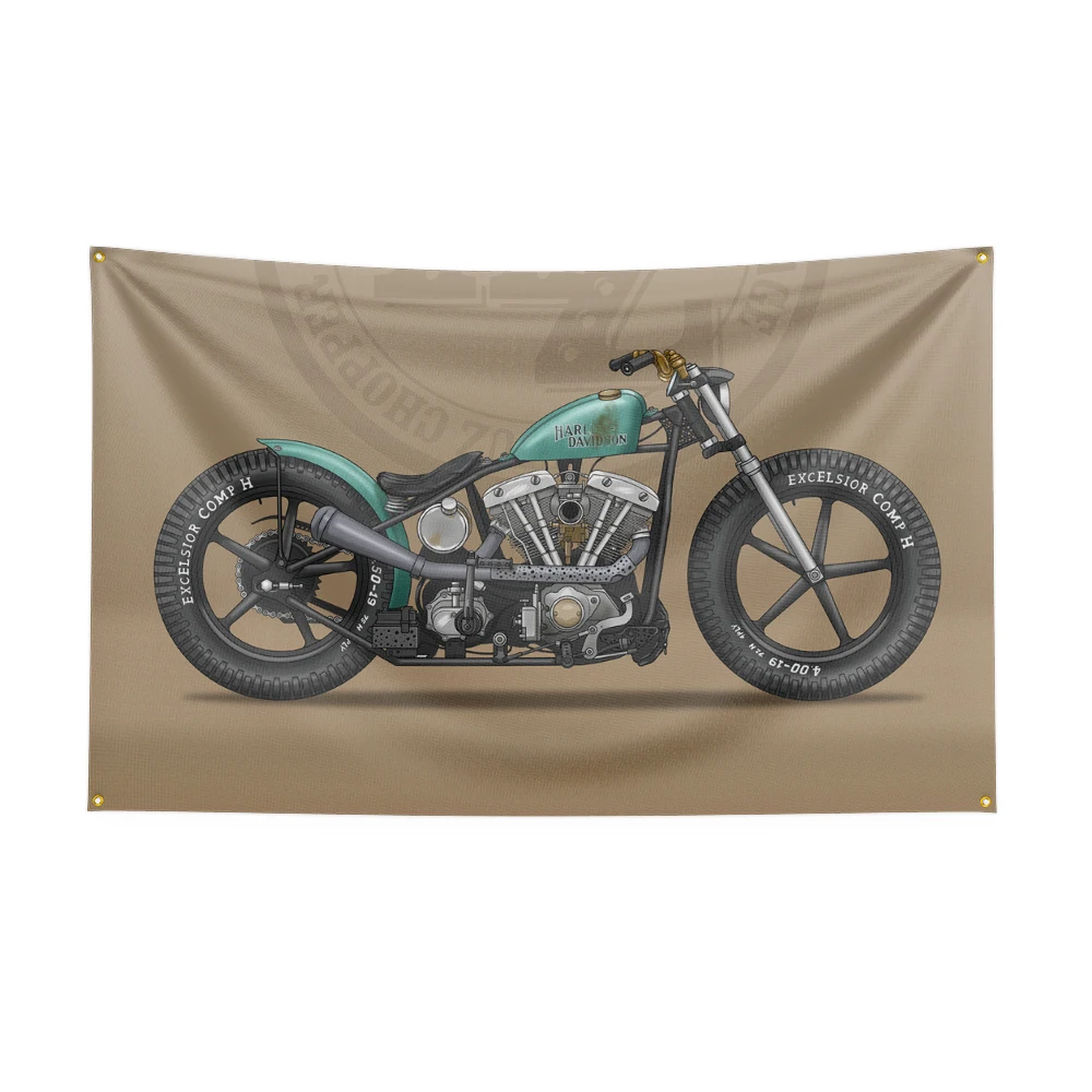 3X5Ft Classic Motorcycle Flag Polyester Digital Printing Moto Club Banner