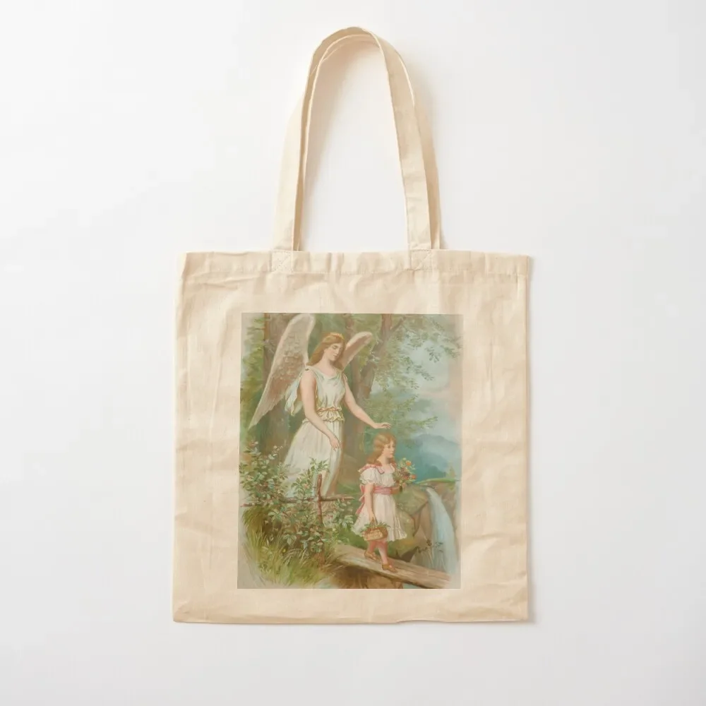 

Vintage Guardian Angel Tote Bag bag luxury women Reusable bags Eco bag Canvas for women