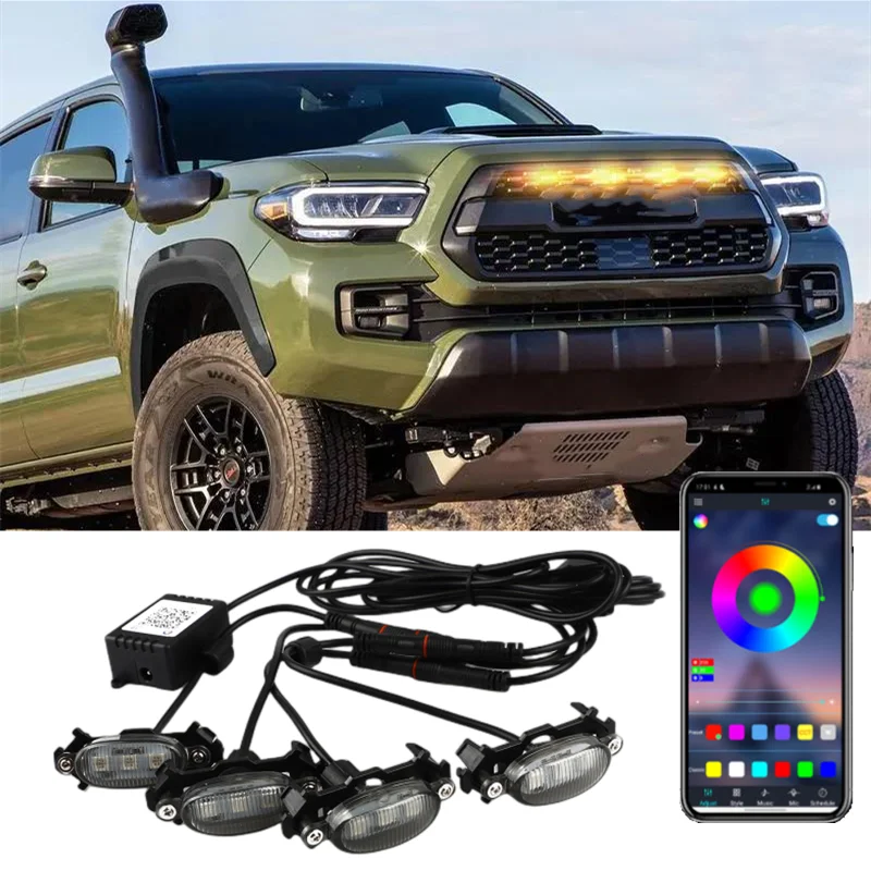 

Car Grille LED Lights For Toyota Tundra Tacoma Ford F150 Raptor Style RGB Colorful Lamp Kit Wireless Control Lights