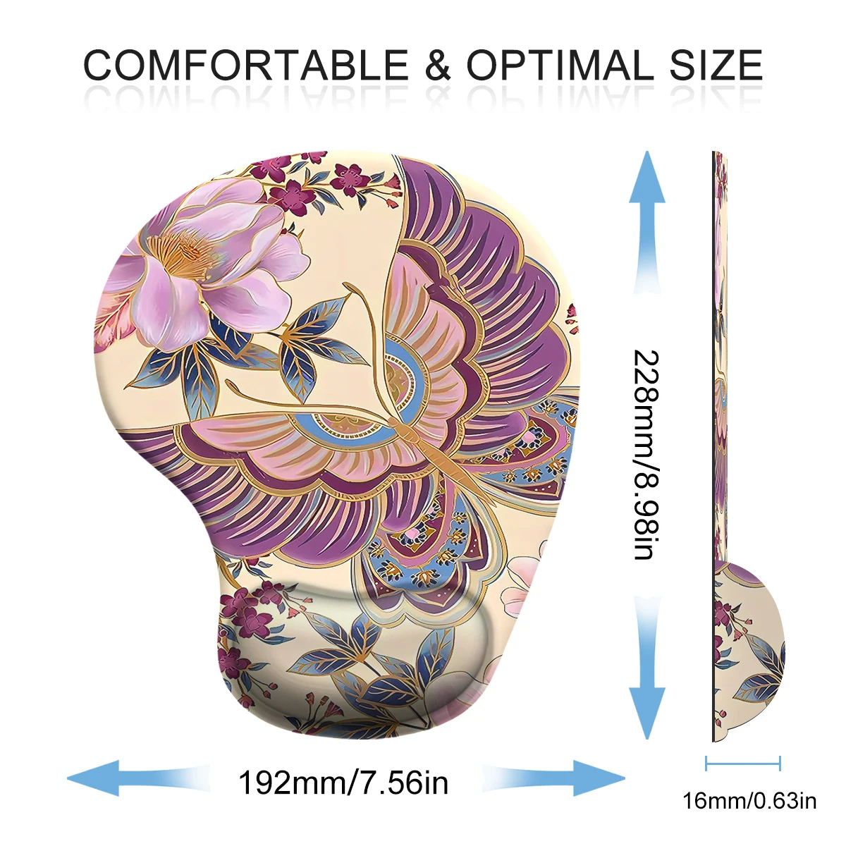 1pc  Beautiful Butterfly  Art Mouse Pad Wrist Ergonomic Soft Anti-Slip Wrist Rest Support Mat Computer Mouse Pad for Office  PC