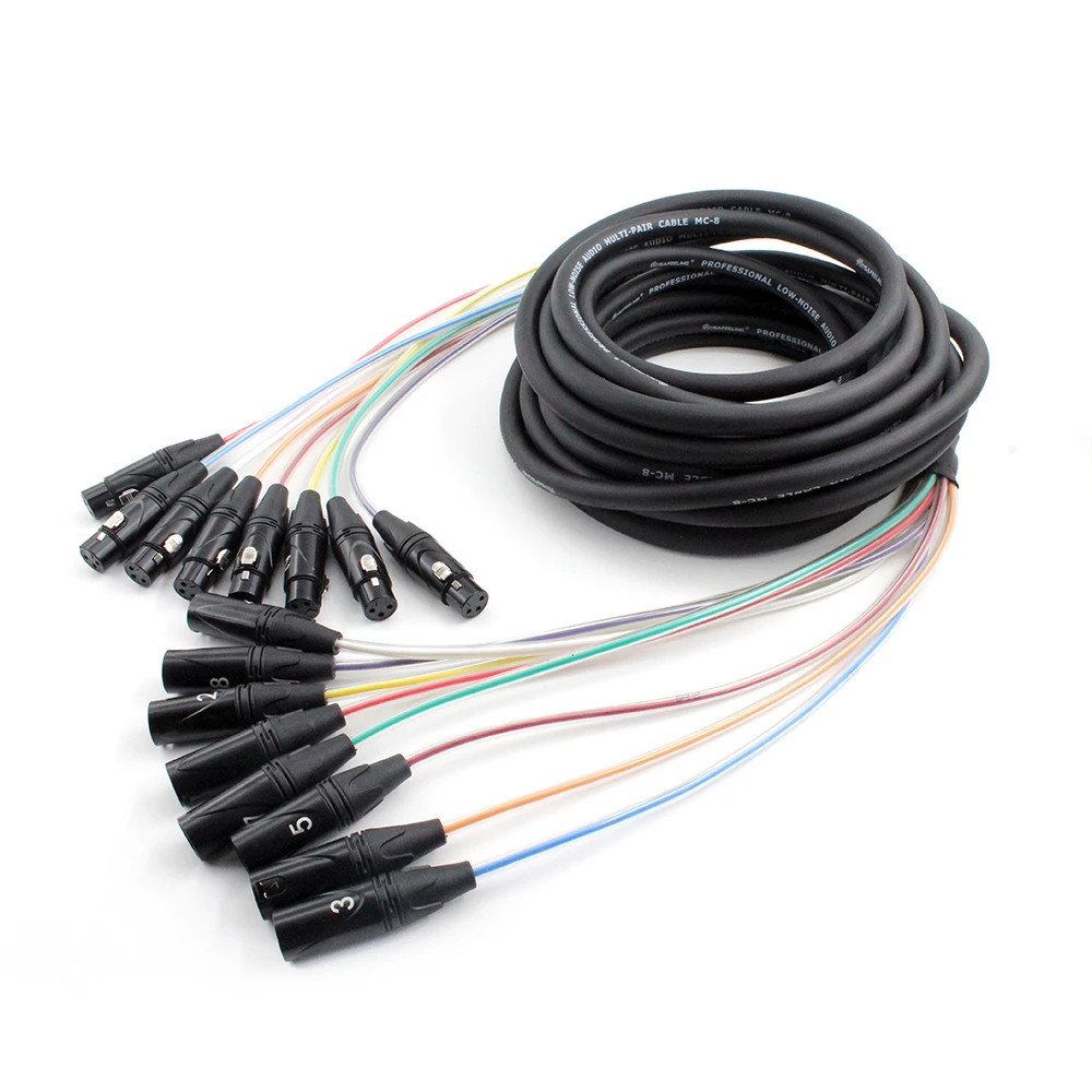 2 4 6 8 12 16 Channel Professional Multi-Media 3 Pin XLR Cable Male To Female Balanced Audio Extension Cord