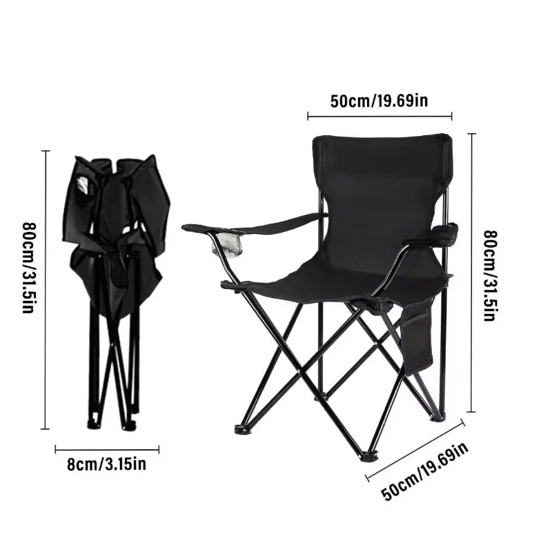 

Portable Folding Fishing Chair with Armrest and Backrest, Round Oxford Fabric Camping Chair for Outdoor Garden Park