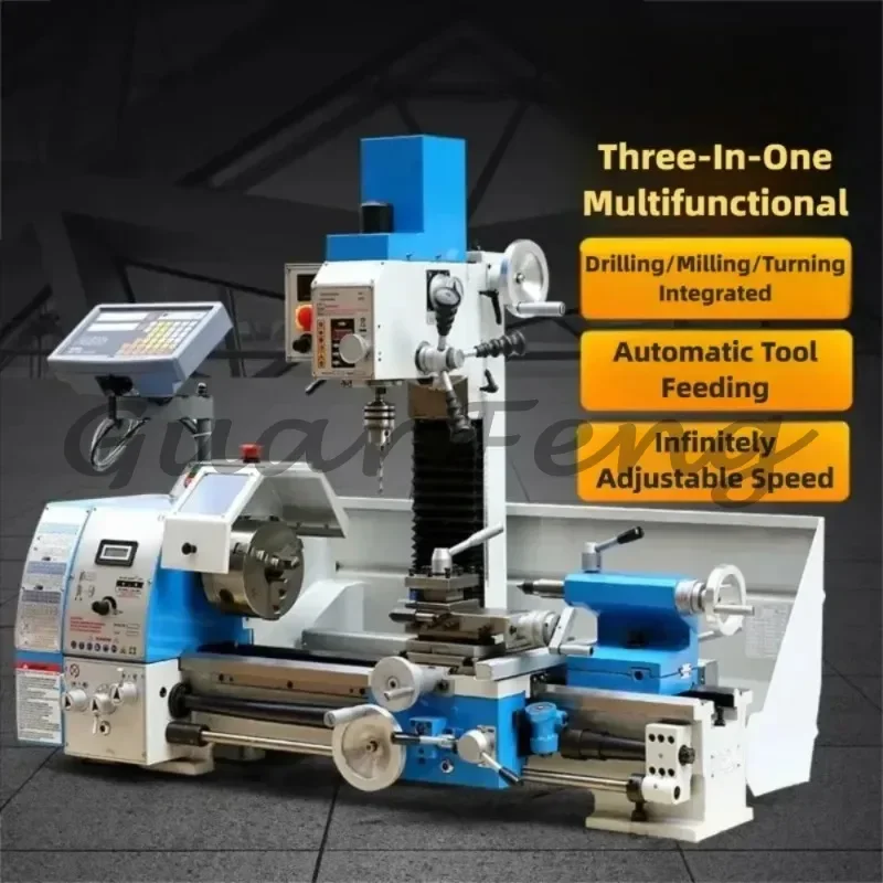 220V three-in-one multifunctional lathe drilling and milling machine, industrial high-precision combination tool