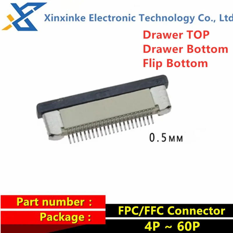 20/50PCS 0.5MM Drawer Bottom Drawer TOP Connection Flip Bottom FPC/FFC Connector Socket 4/5/6/7/8/9/10PIN 12P 14P 16P 18P