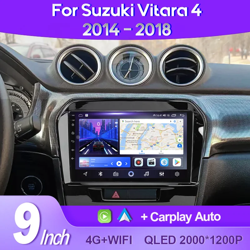 

QSZN For Suzuki Vitara 4 2014 - 2018 2K QLED Android 13 Car Radio Multimedia Video Player GPS AI Voice CarPlay 4G Navigation DSP