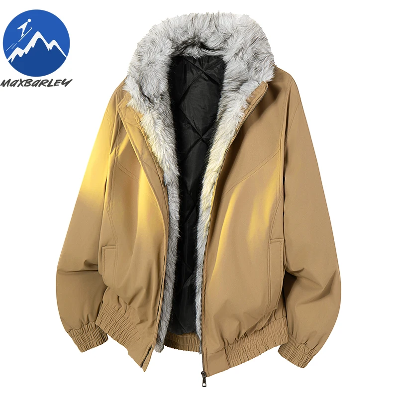Men Padded Jacket Vintage American Lightweight Warm Parka High Quality Fur Collar Stand Collar Comfort Soft Winter Quilted Coats