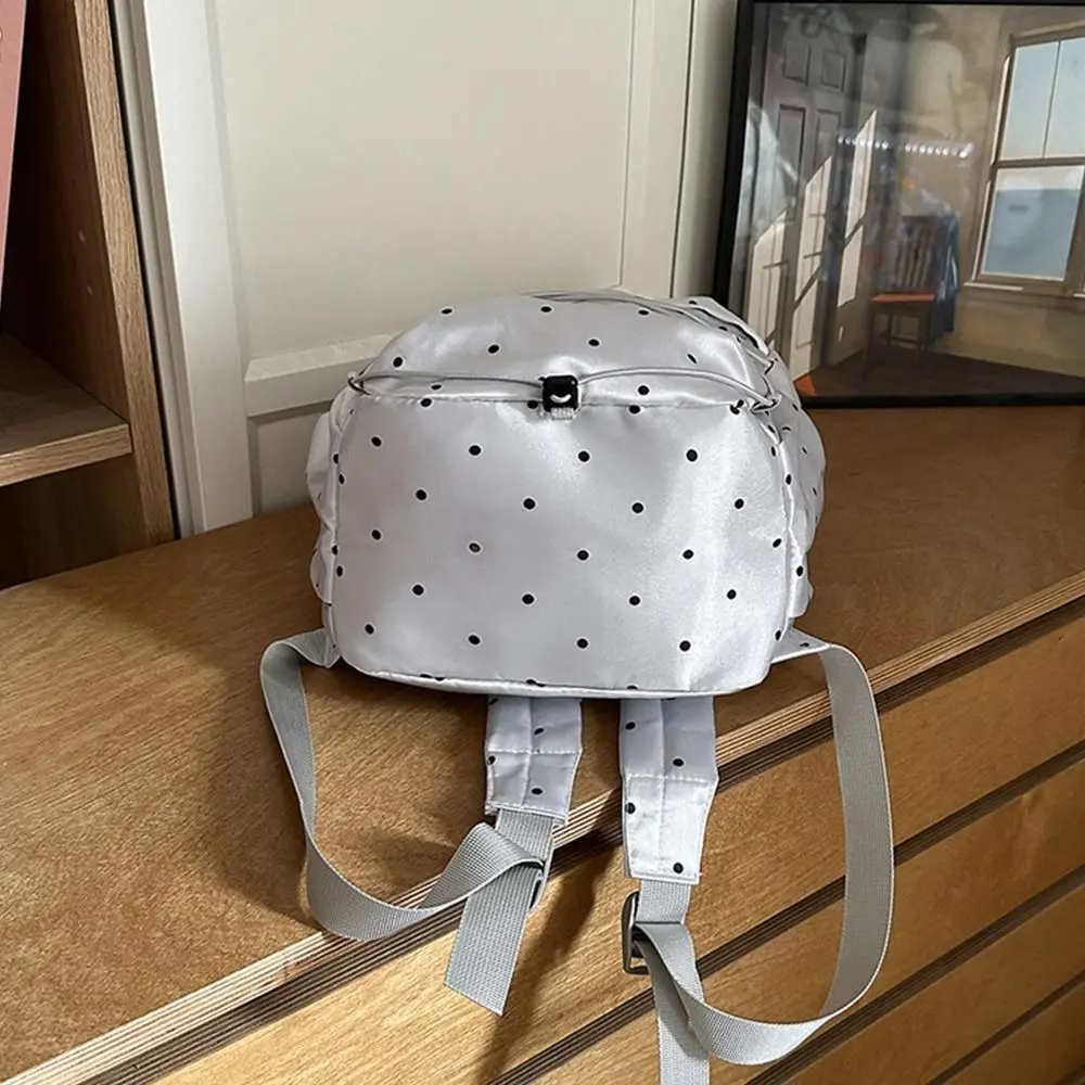 Nylon Material Polka Dot Backpack Lightweight Design Large Capacity Student School Bag Durable Construction Portable Size
