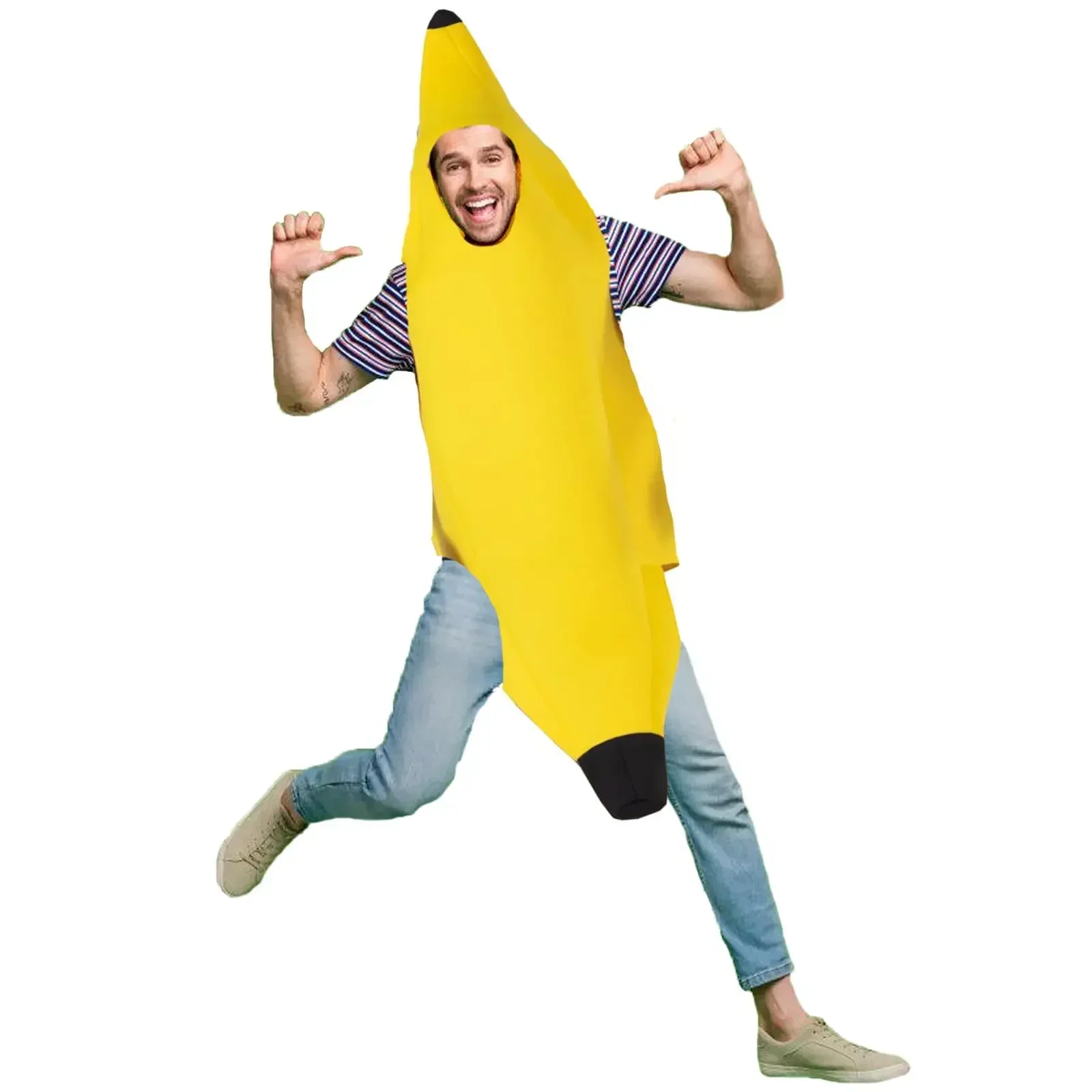 Banana Halloween Costume for Adults Kids Funny Fruit Stage Outfit Carnival Party Performance Wear Comedy Costume Set view 6