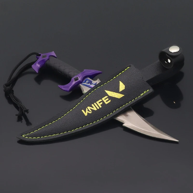 18 سنتيمتر/7.08in Valorant لعبة الأجهزة الطرفية Loot الانطباع سكين جيب مع الحافظة التدريب سكين سلاح معدني نموذج الحرفية حلية #5