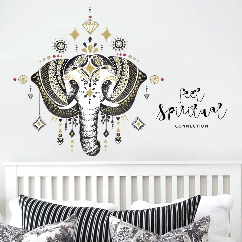 2Pcs Nordic Wind Elephant Wall Sticker Bedroom Living Room Dining Room TV Backdrop Home Decor