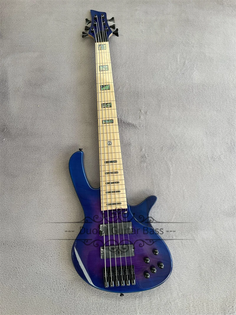 6 Strings Bass Guitar deOl Bass ASH Wood Body Flamed Maple Top Maple Neck Mother Shell Inlay Active Battery