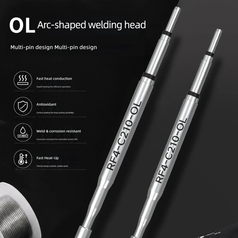 F92C Curved Soldering Iron Tip Replacement for Repair Tasks, 14cm Metal Tip for Fine Soldering, Corner Joints, and Small Joint