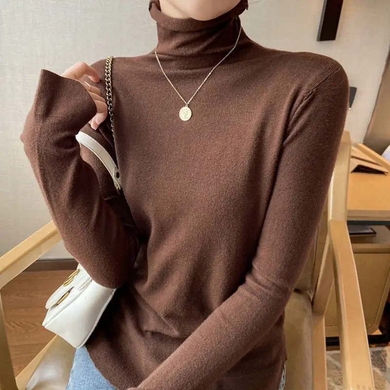 Pullover sweater women winter long sleeved western-style jacket loose and versatile high collar bottoming sweater pullover