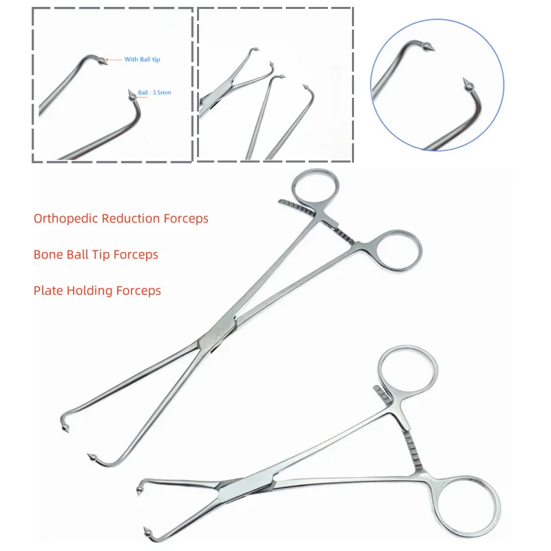 Bone Ball Tip Reduction Forceps Orthopedic Plate Holding Clamp Stainless Steel Veterinary Surgical Instrument