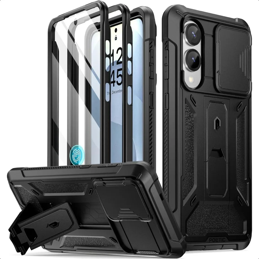 

Spartan Case for Galaxy S25 Edge 6.7 [Slide Camera Cover] [Screen Protector Works with Fingerprint ID] Military Grade Red Shoc