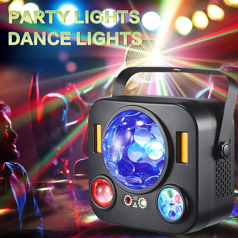 

Светодиодные волшебные шаровые фонари для детей, динамическое управление звуком, проектор для вечеринок DMX512 RG, лазерное домашнее рождественское танцевальное освещение