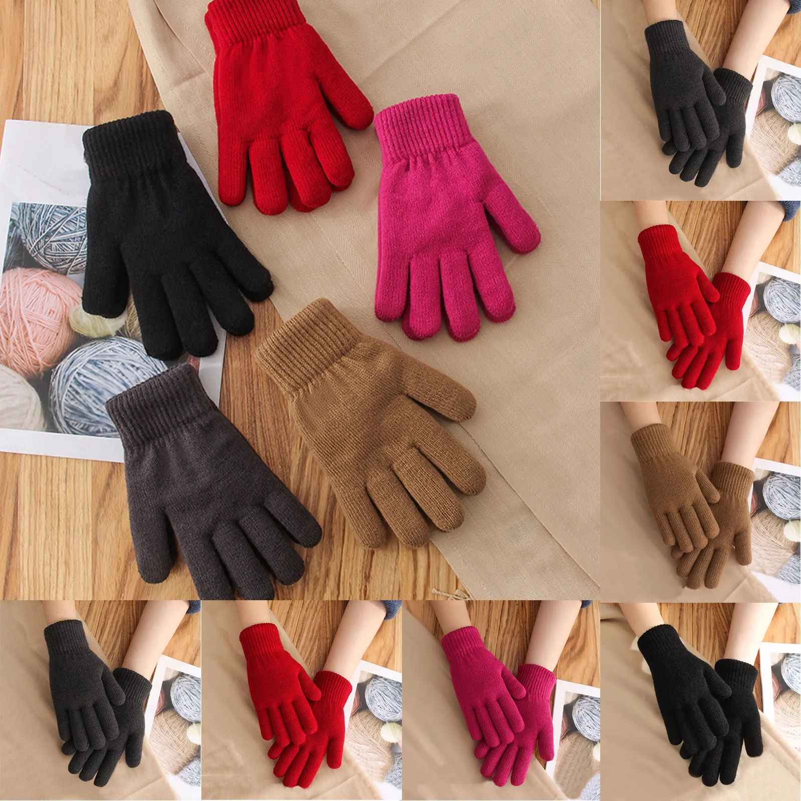 Winter Warm Knitted Gloves Comfortable Plus Velvet Warm And Windproof Glove Winter Thick Warm Adult Gloves Mittens For Men Women