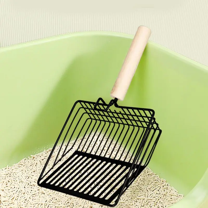 Cat Litter Scoop Portable Poop Sifting Ergonomic Kitten Metal Scooper Non-Slip Cat Litter Scoop For Litter Box Kitten Pooper