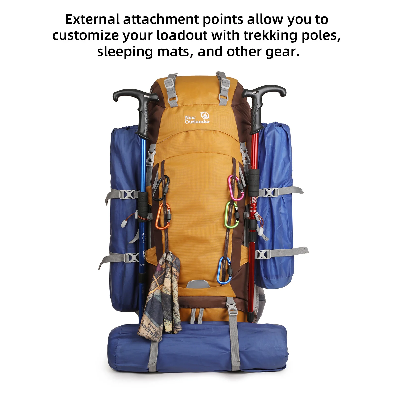 75L Hiking Backpack Large Capacity Ergonomically Designed Camping Backpack with Rain Cover Shoes Warehouse