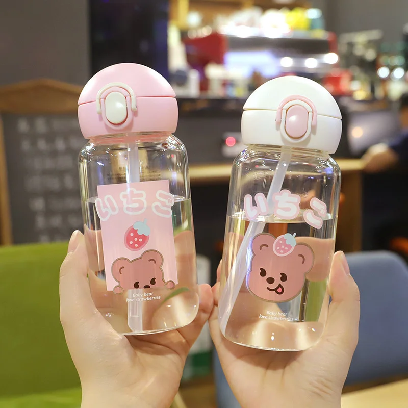 Cute and Cute Children with Cute and Cute Teenage Hearts, Leak proof Glass Cup, Trendy and High Beauty Student High Borosilicate