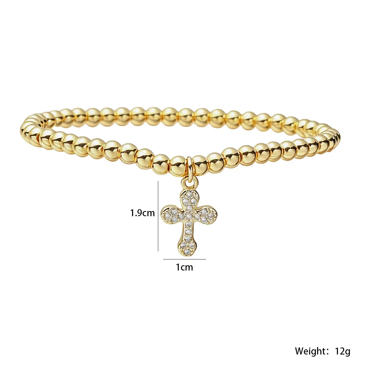 NEWBUY 2026 Fashion Gold Color Beads Cross Charm Bracelets For Lady Gift