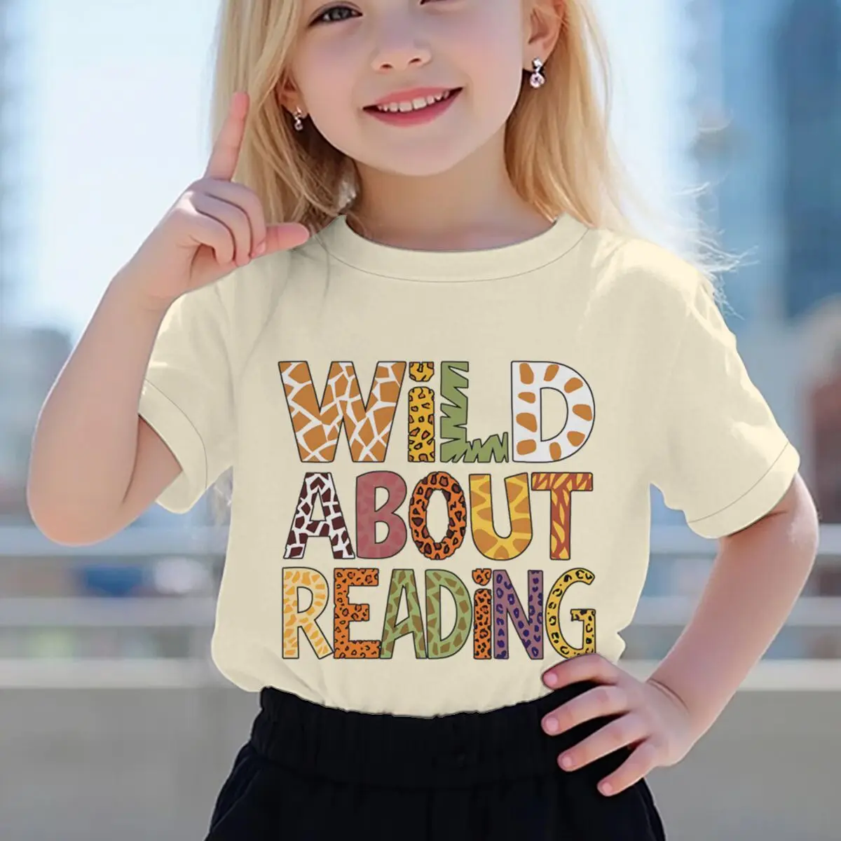Children's Clothing Reading Lover Tee Wild about Reading Cotton T-shirt Girl Boy Reading Adventure Vintage Short Sleeve Tee