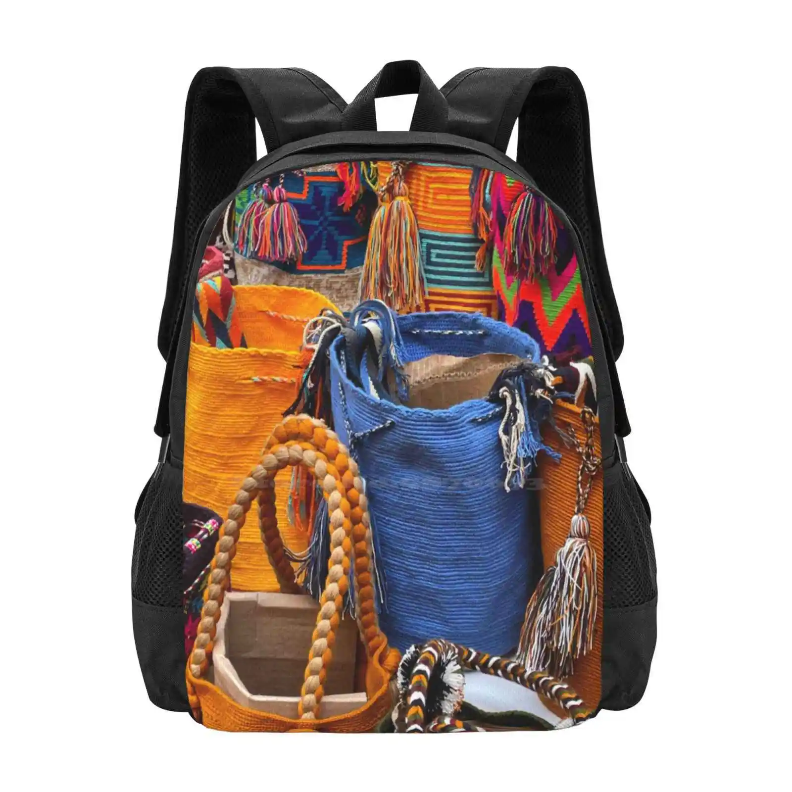 Colorful Colombian Bags Hot Sale Schoolbag Backpack Fashion Bags Colombia Crafts Textiles Street Market Cartegena Public Art