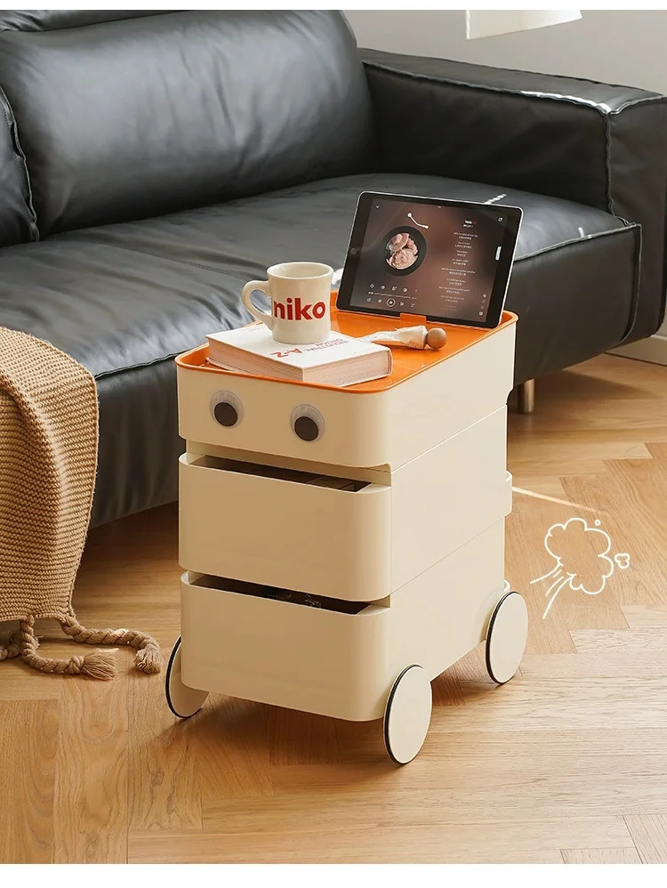 Modern Removable Side Table Trolly Cart Coffee Storage Table ABS Nightstand Universal wheel for LIving  Dining Room