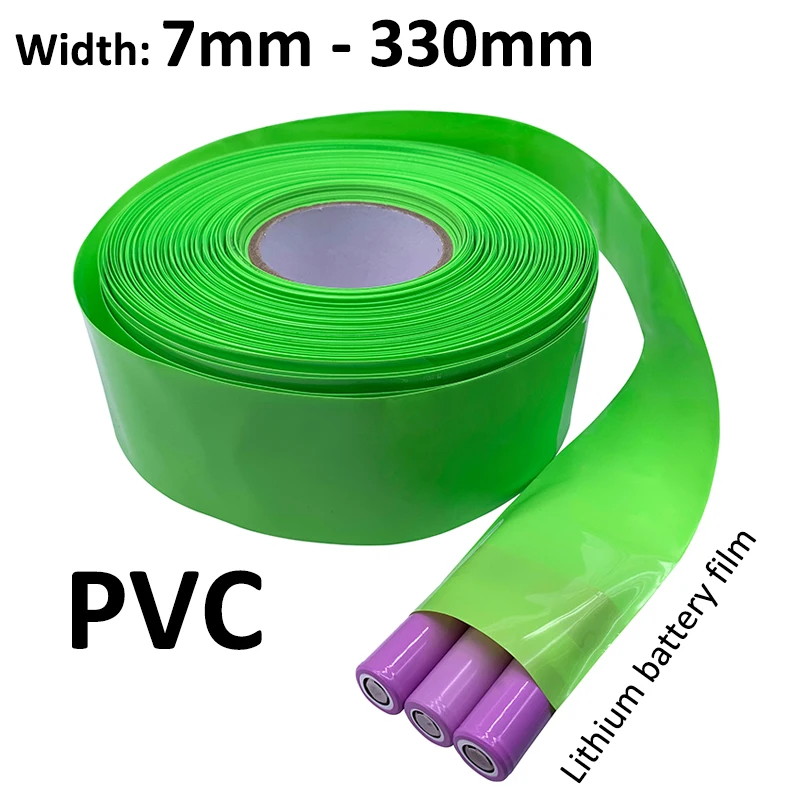 

1 Meter Width 7mm-333mm Green 18650 Lipo Battery Packing PVC Heat Shrink Tube Pack Insulated Film Wrap lithium Case Cable Sleeve