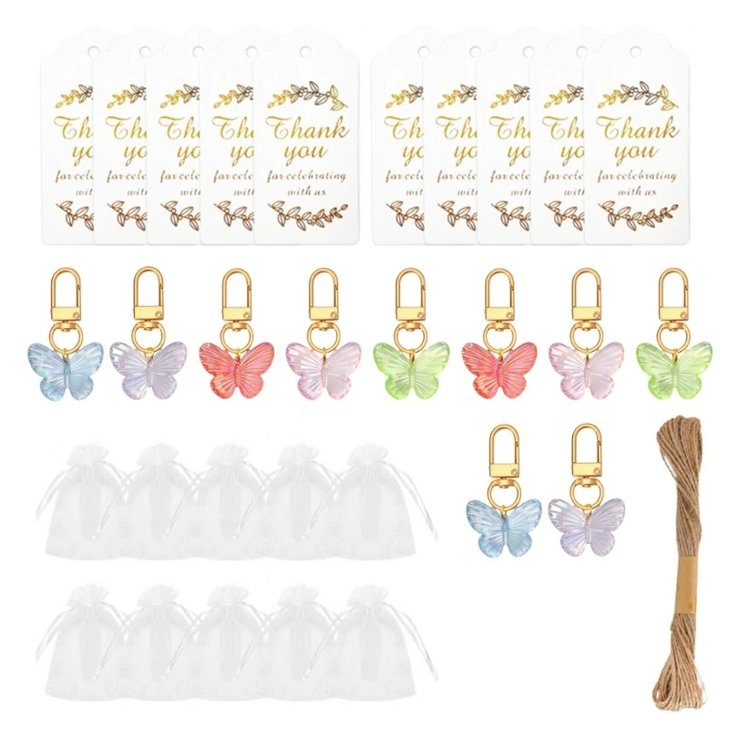 10 Pcs Butterfly Keyrings Pendant Keyholders Stylish Keychains Cartoon Animal Keychain Car Rings for Bag Decoration