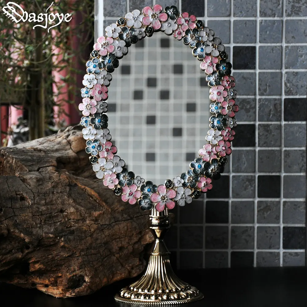 European-Style Single-Sided Table Mirror Metal Hand-Painted Cute Desktop Princess Makeup Mirror Dressing Mirror