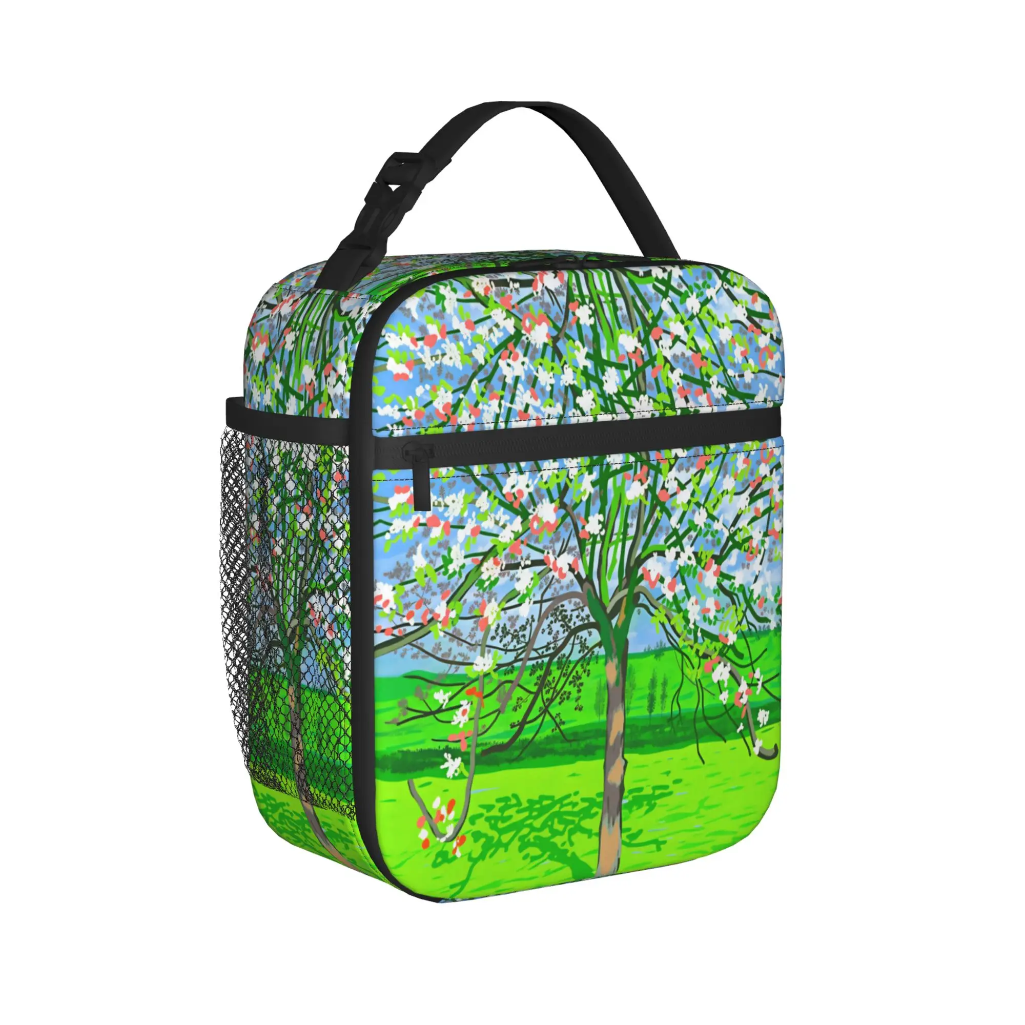 David Hockney   Chicago Exhibition Poster Lunch Bag  Convenient Lunch Box Men Outdoor Picnic Graphic Cooler Bag  Tote Handbags
