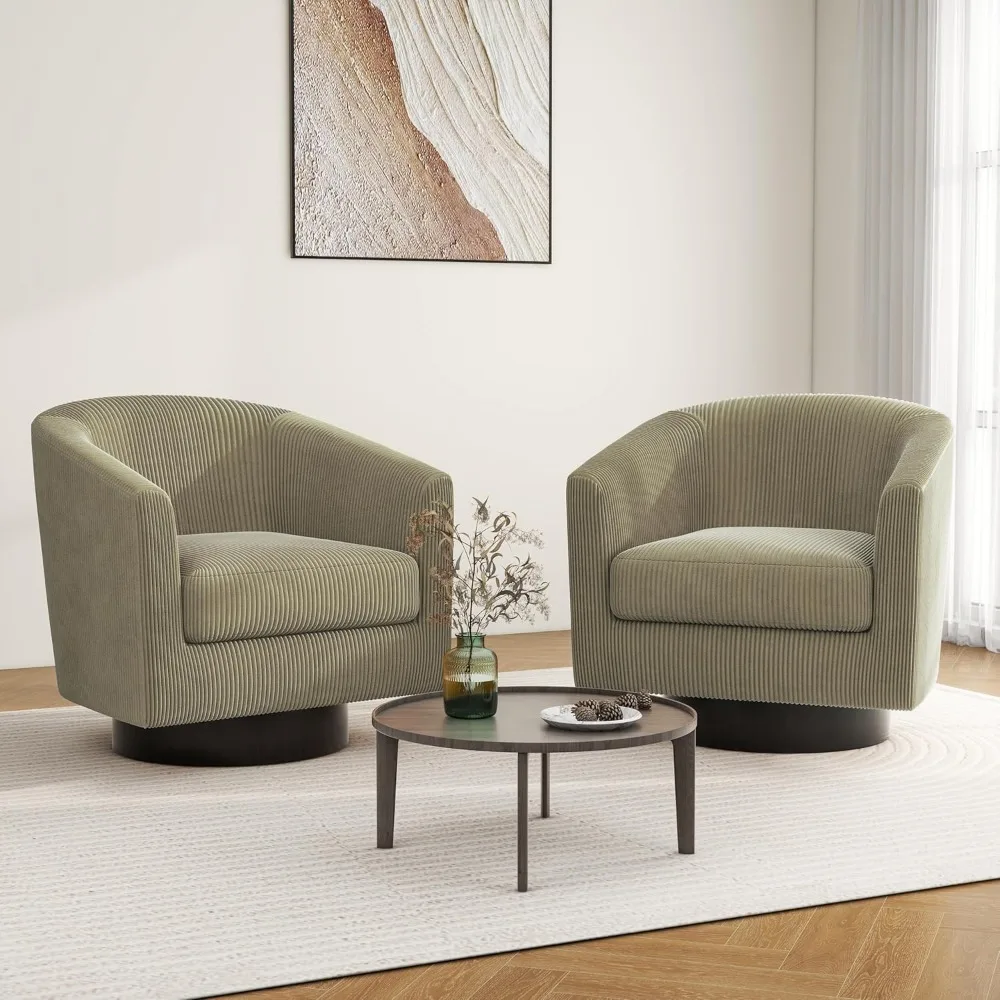 

Swivel Barrel Accent Chair, Modern Round Corduroy Fabric Arm Chair for Living Room, Bedroom, Comfy Club Reading Chairs.