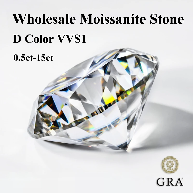 

Wholesale Moissanite Stone 0.5ct-15ct D Color Round Cut Vvs1 Prices Gemstone for Moissanite Jewelry Making with GRA Certificate