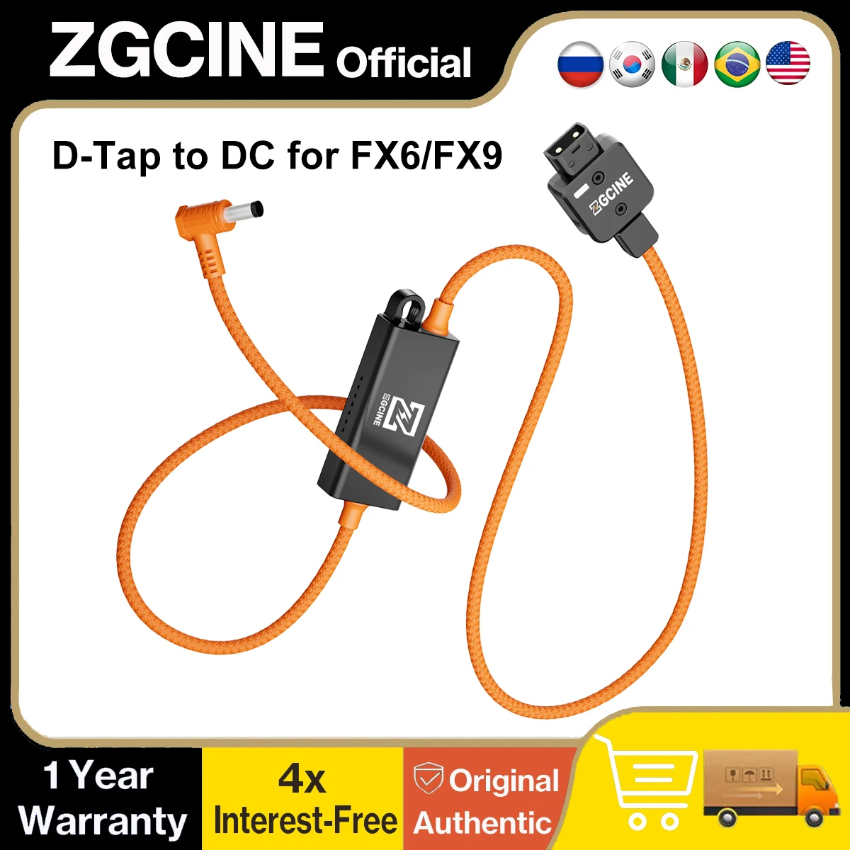 ZGCINE D-Tap to DC 19.5V Regulated Power Cable 180° Rotatable Plug 90° Right-Angle Anti-Reverse Indicator for Sony FX6/FX9
