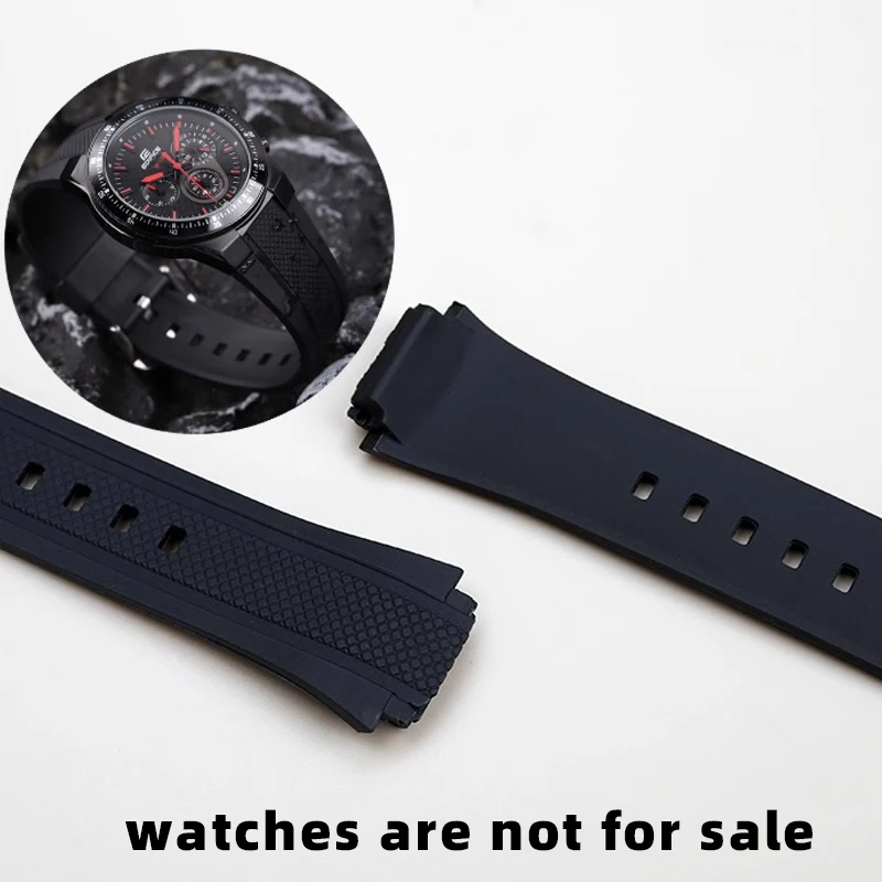 ef552 Silicone Rubber Sports Watch Strap For Casio Edifice EF-552 Watchbands EF-552D Men Bracelet Stainless Clasp 25*20mm Black view 4