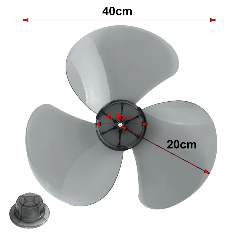 Lâmina de plástico do ventilador do agregado familiar, suporte transparente tabela Stand ventilador, 3 folhas, 40cm