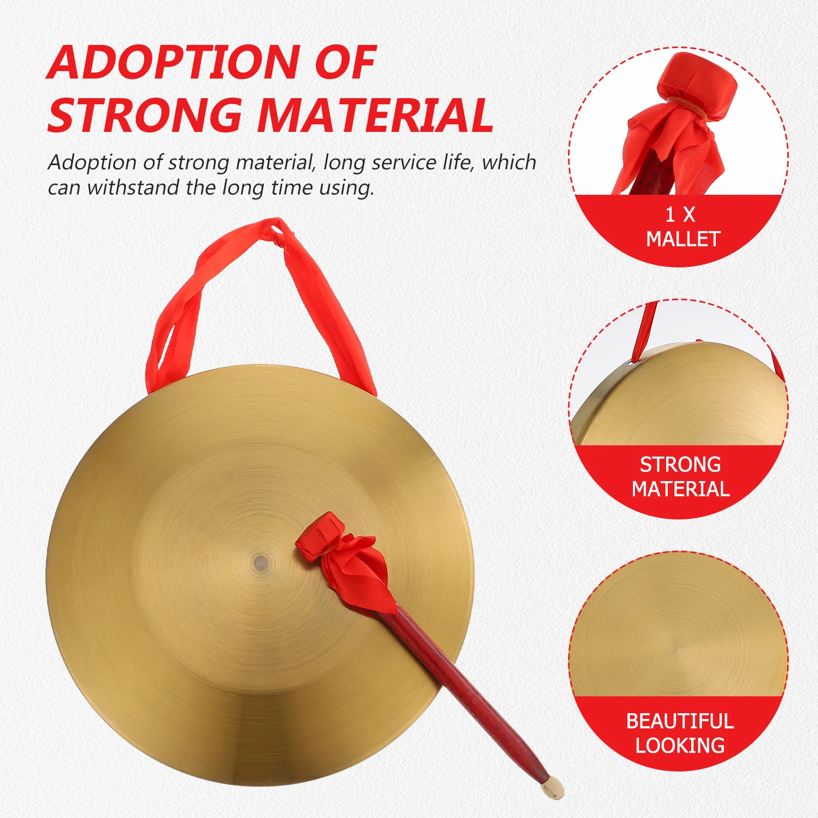 

1 set Alloy Hand Gong With Lanyard Crisp Loud Sound For Party Concert Festival Celebration Chinese Instrument Percussion Musical