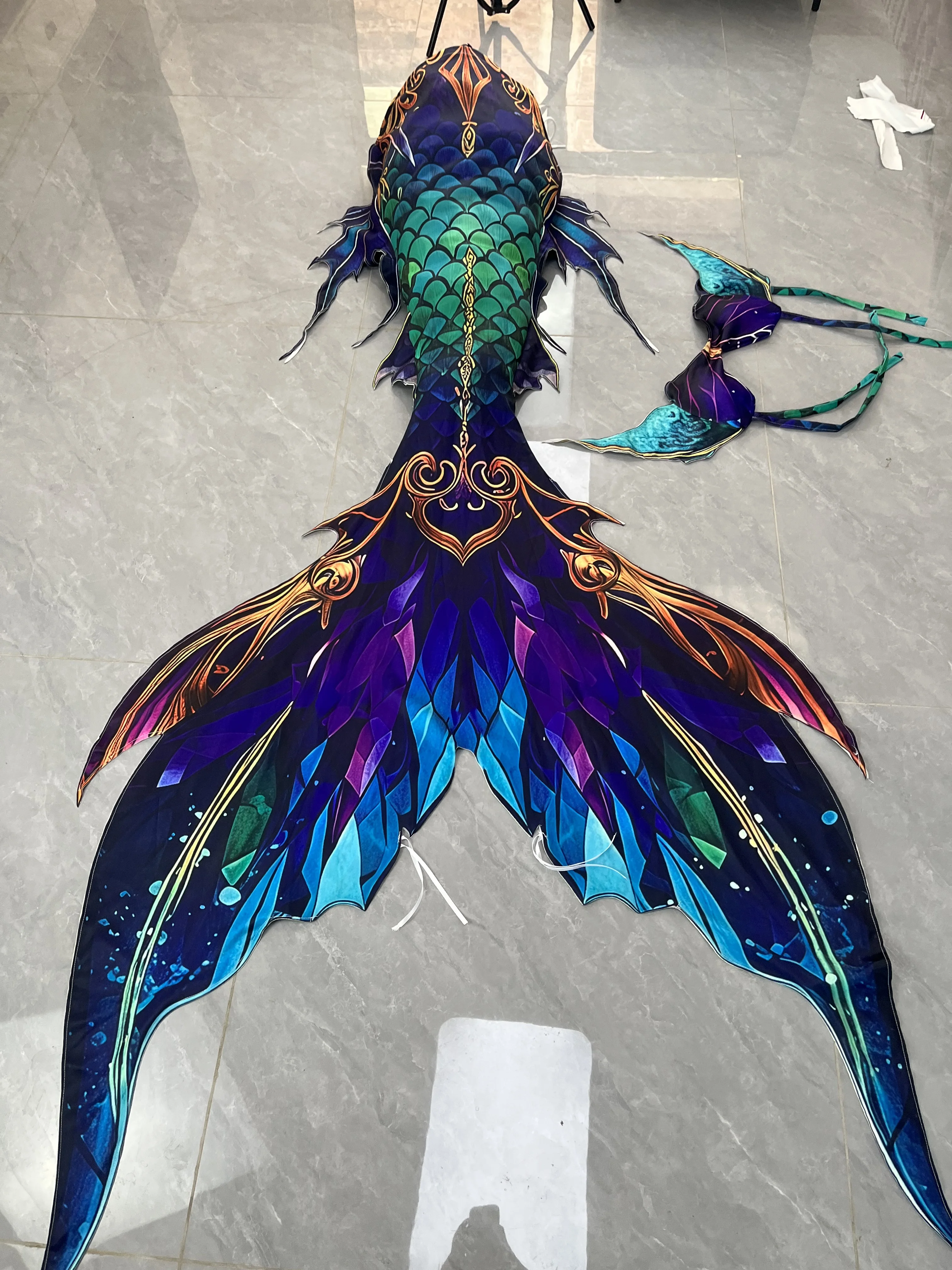 Mermaid Tail Swimsuit Adult Diving Show Costume Colorful Dragon Bone Fish Pattern Customized Mermaid Tail for Women view 2