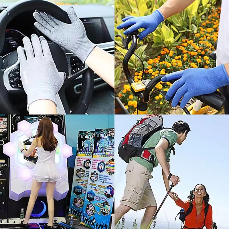 Летние тонкие дышащие перчатки, силиконовые противоскользящие внутренние перчатки, подходят для занятий спортом на открытом воздухе, бега, фитнеса, вязаных перчаток на пальцах