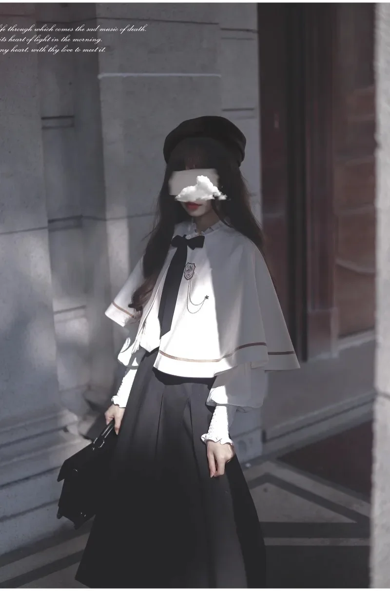 Preppy Style Uniform Elegant New Year Coat Top Women's Clothing 2025 Autumn Winter Japanese Rojita Cloak Vest Shirt Long Skirt