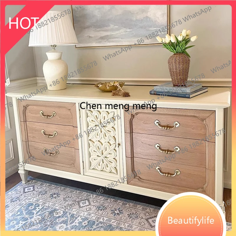 

D07 American French sideboard vintage country entryway cabinet storage art wall cabinet living room