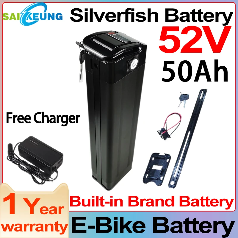 SilverFish 52v 50ah 60ah 750w Bateria Para Bike Eletrica E Bike Akku 1000w 72v 30ah 40ah 48v Batterie 20ah 2000w Lithium Battery