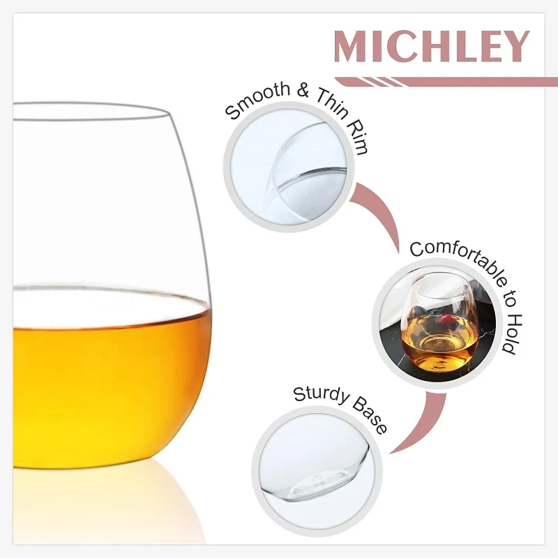 MICHLEY 4 PCS Plastic Wine Glasses Set Unbreakable Glasses Shatterproof Drinking Tumbler Dishwasher For Party Barware Picnic