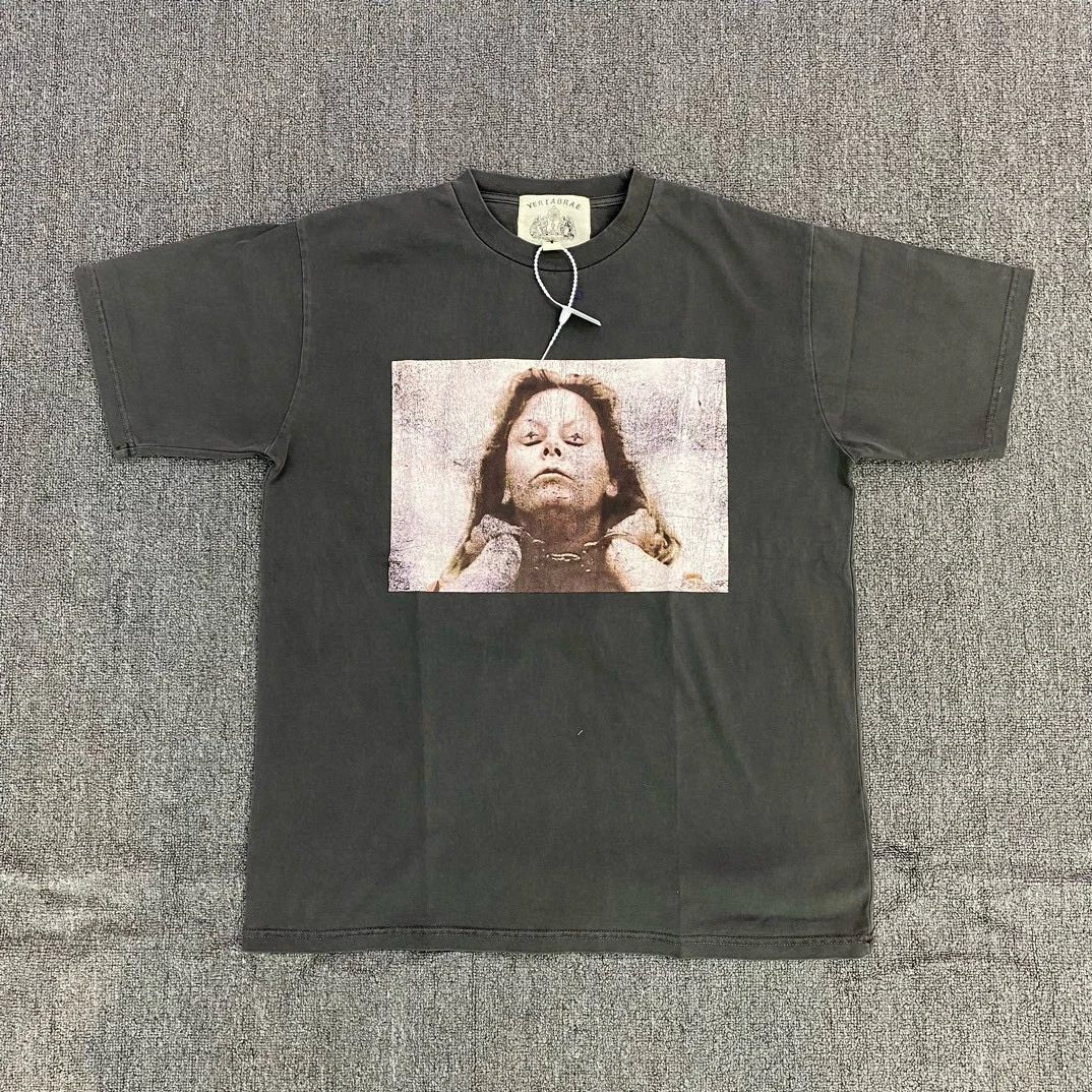 

Американский повседневный винтажный топ Vertabrae Ain ort Sve Tirt из чистого хлопка, модный городской стиль, на все сезоны, с круглым вырезом