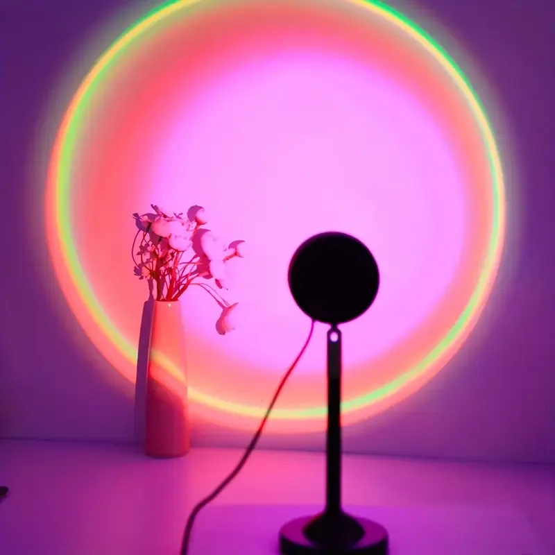 1PC Remote Control RGB Sunset Projector Lamp 16 Color Changing Atmosphere Light for Bedroom