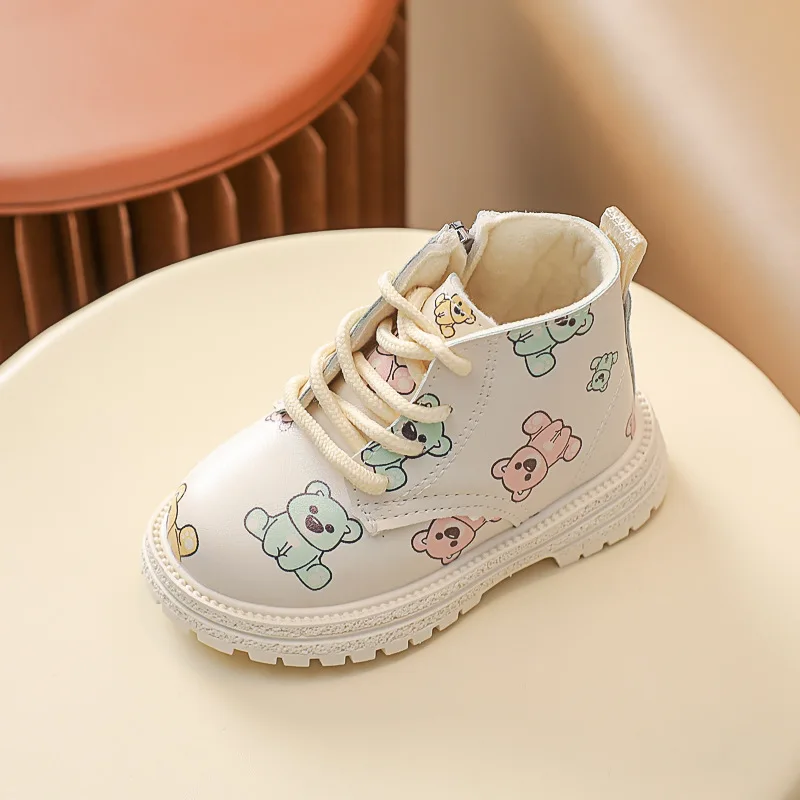 Warm Girls Boys Cartoon Leather Boots New Non-slip Wear-resistant Boys Girls Shoes Cute Kids Short Boots Fashion Children\'s shoe