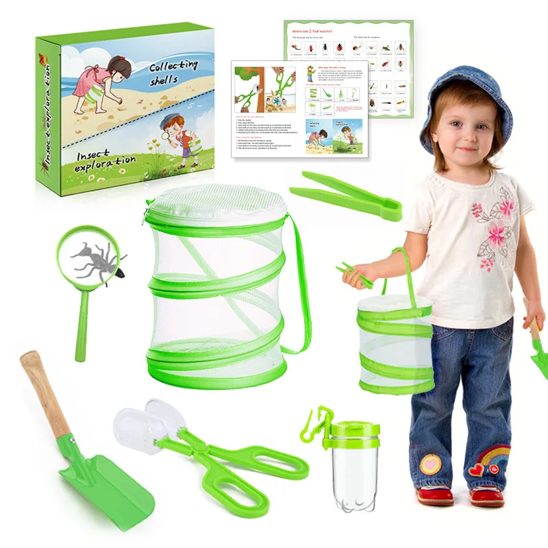 Boîte d'Observation d'Insectes Pliable, Outils d'Aventure en Plein Air, Ensemble de Pièges pour Maison d'Insectes, Outils d'Exploration de la Nature et des Sciences pour Enfant, 7 Pièces