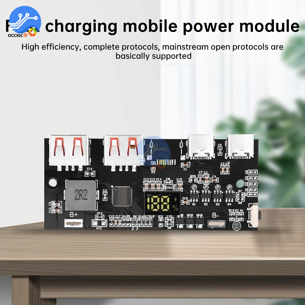 Modulo di alimentazione Mobile a ricarica rapida da 22.5W Display digitale il livello della batteria a Led supporta VOOC QC4.0 PD3.0 Type-C USB Full