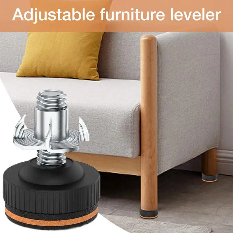 Pies niveladores ajustables para muebles, patas niveladoras de mesa con almohadillas de goma, 20 piezas